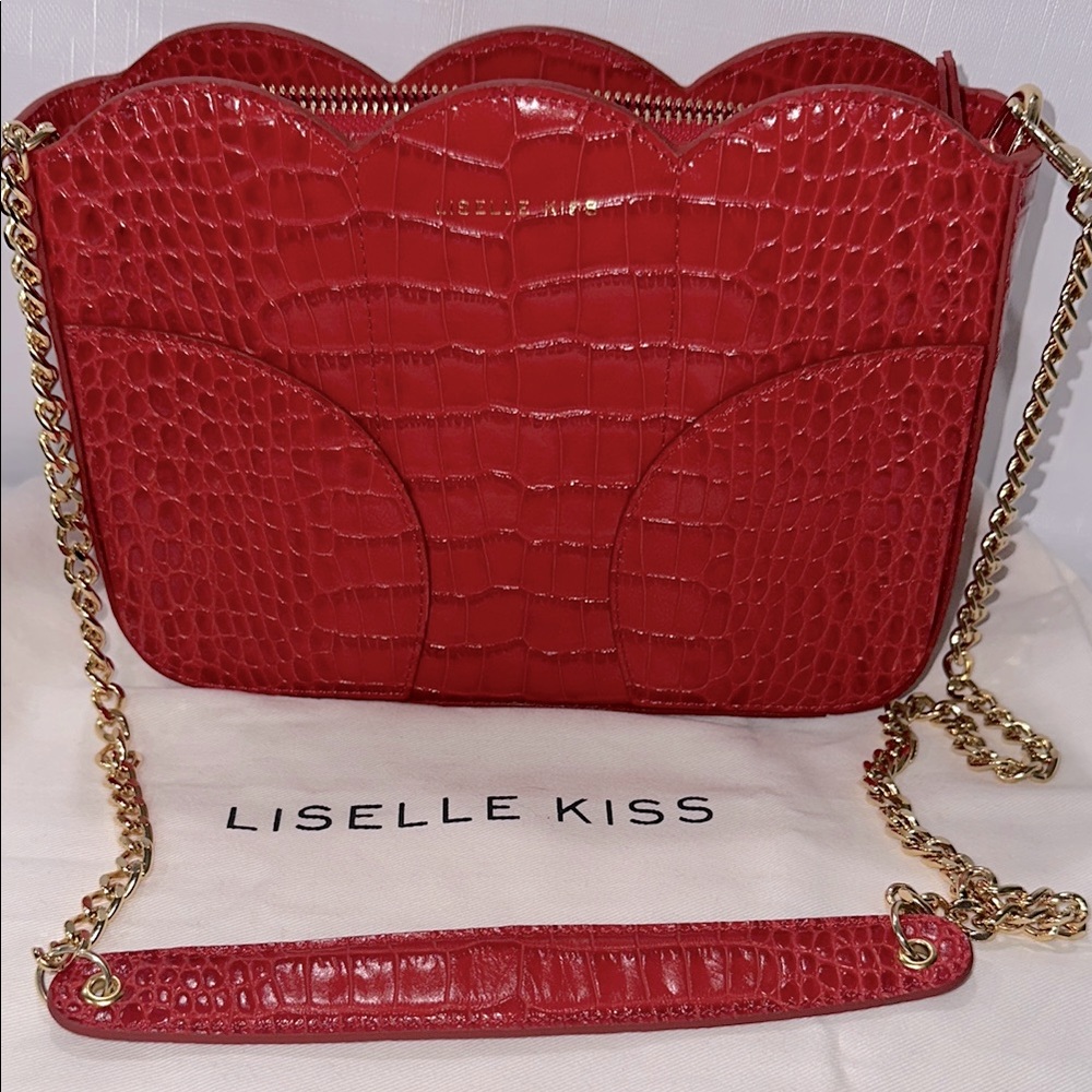 Kiss Liselle Red Croc Embossed Leather Crossbody